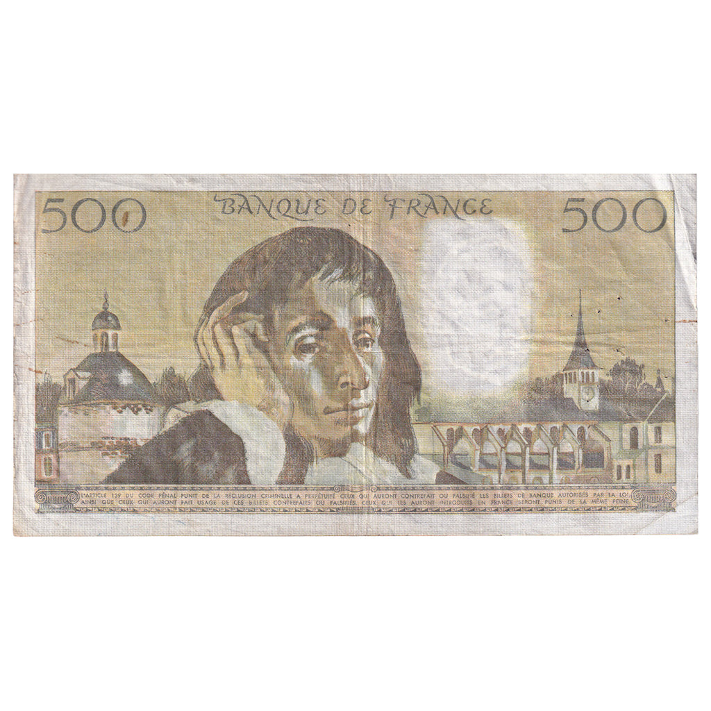 France, 500 Francs, Pascal, 1976, B.65, VF(20-25), Fayette:71.15, KM:156d