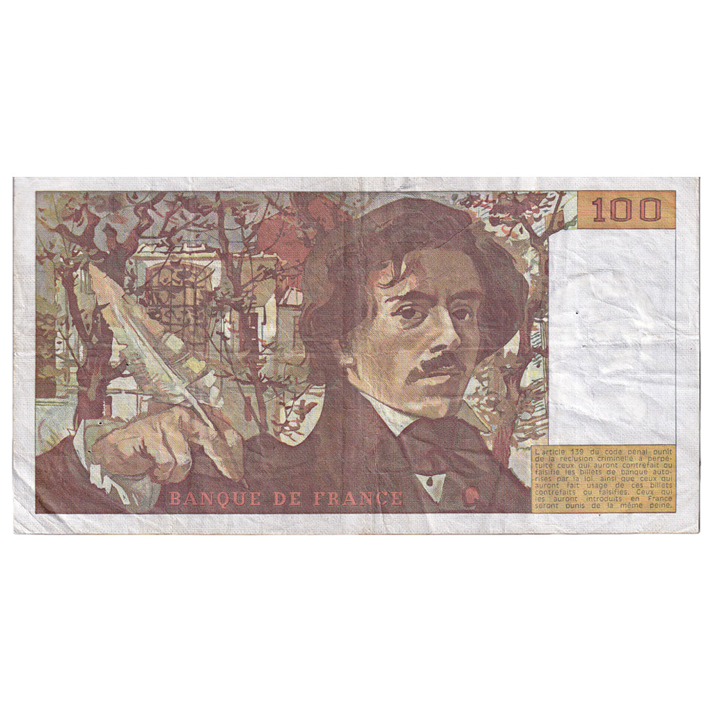 Francia, 100 Francs, Delacroix, 1983, E.68, MB+, Fayette:69.7, KM:154b