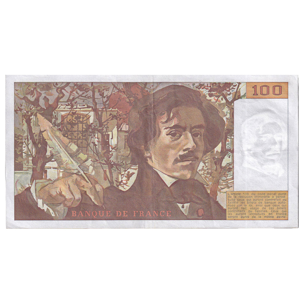 France, 100 Francs, Delacroix, 1984, E.79, UNC(60-62), Fayette:69.8a, KM:154b