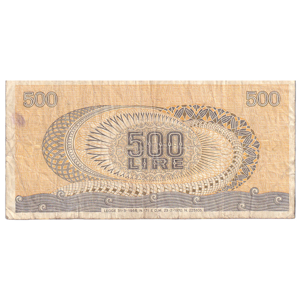 Banknote, Italy, 500 Lire, 1970, 1970-02-23, KM:93a, VG(8-10)