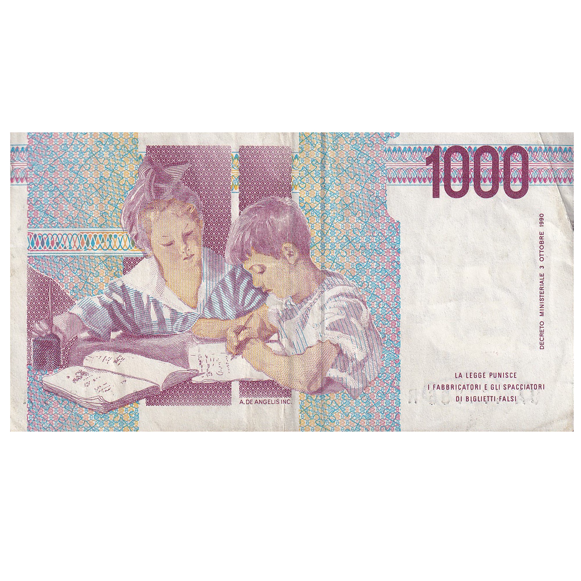 Billet, Italie, 1000 Lire, 1990-1993, KM:114a, TTB