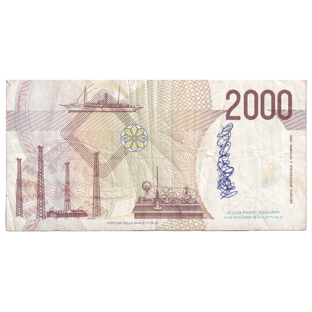 Włochy, 2000 Lire, 1990-10-03, VF(20-25)