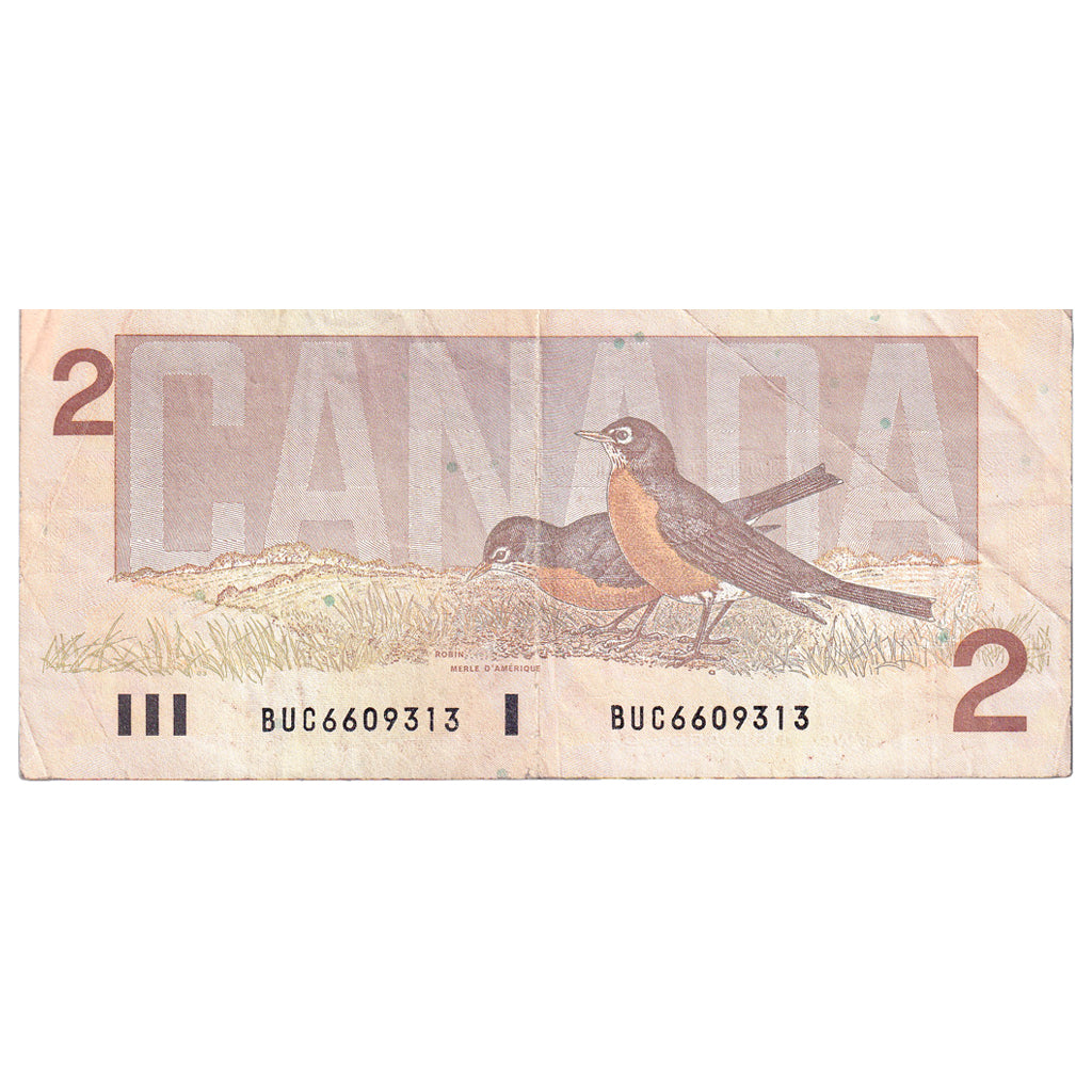 Nota, Canadá, 2 Dollars, 1986, KM:94b, EF(40-45)