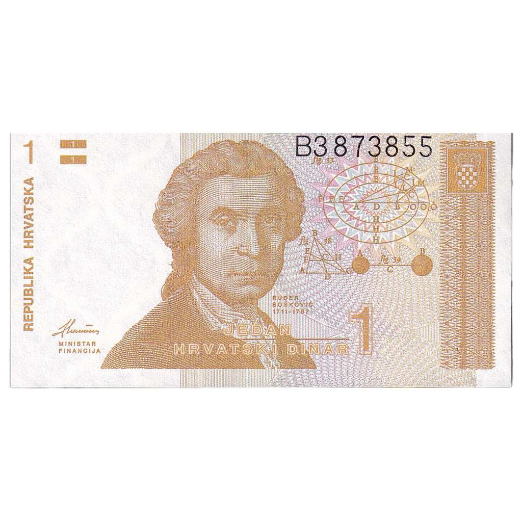 Geldschein, Kroatien, 1 Dinar, 1991, 1991-10-08, KM:16a, UNZ