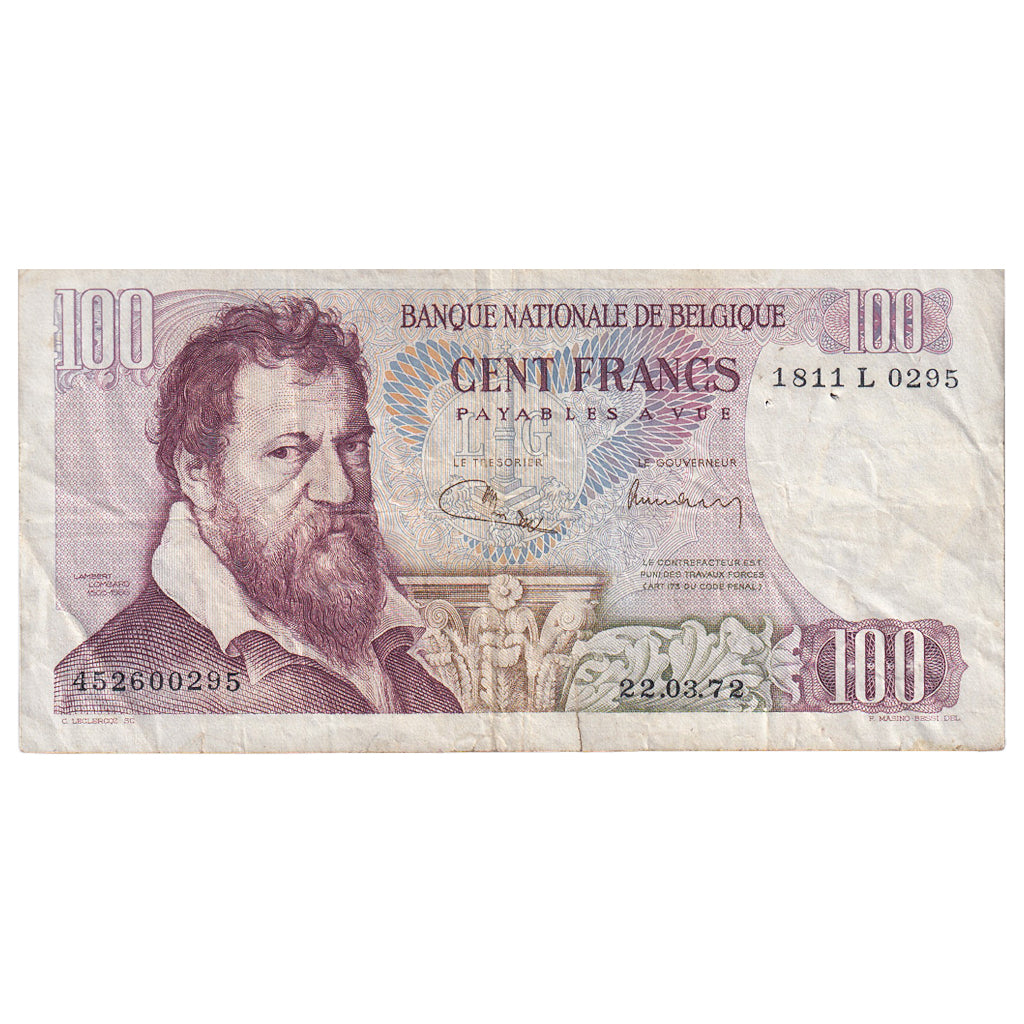 Biljet, België, 100 Francs, 1972, 1972-03-22, KM:134b, B