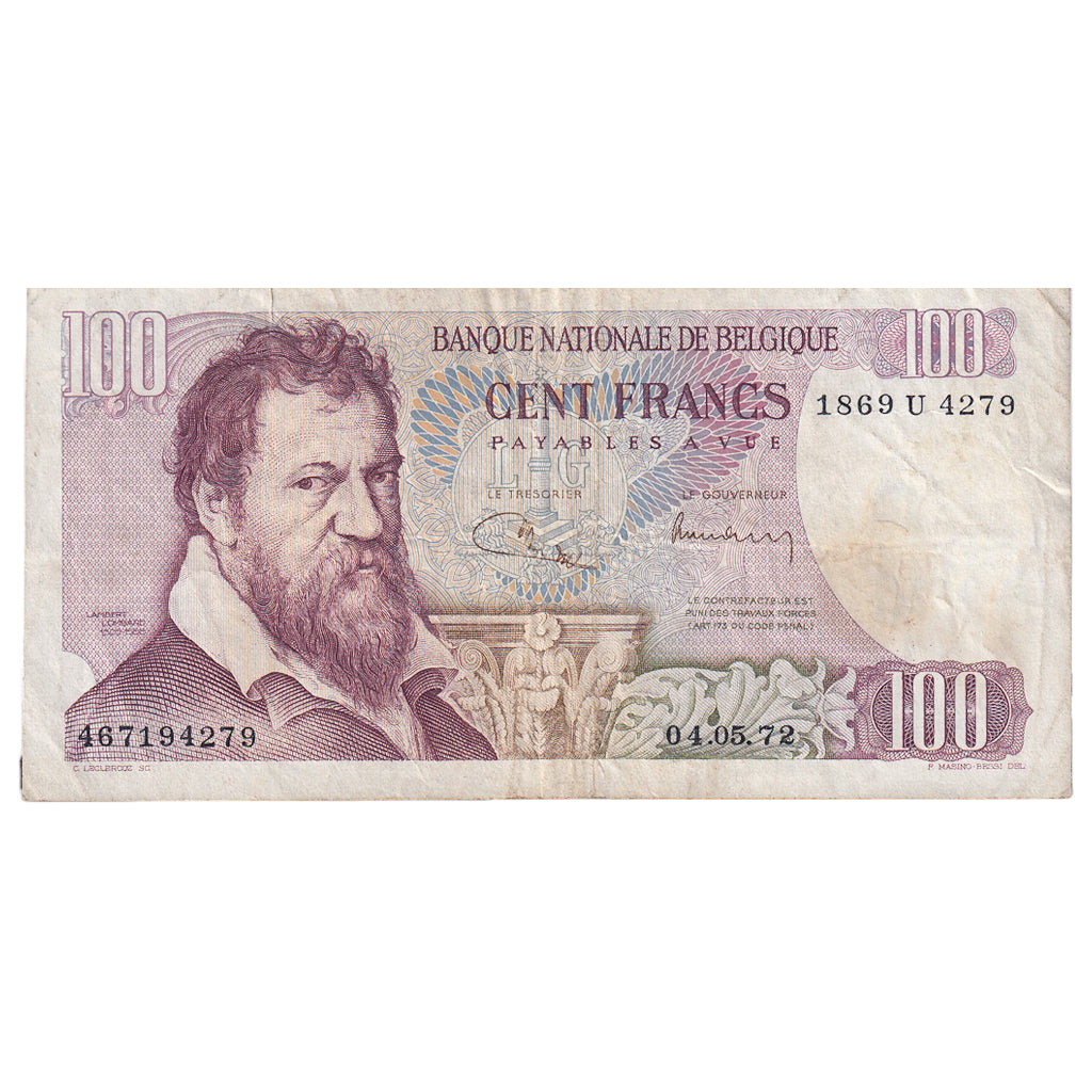 Banknote, Belgium, 100 Francs, 1972, 1972-05-04, KM:134b, VF(20-25)