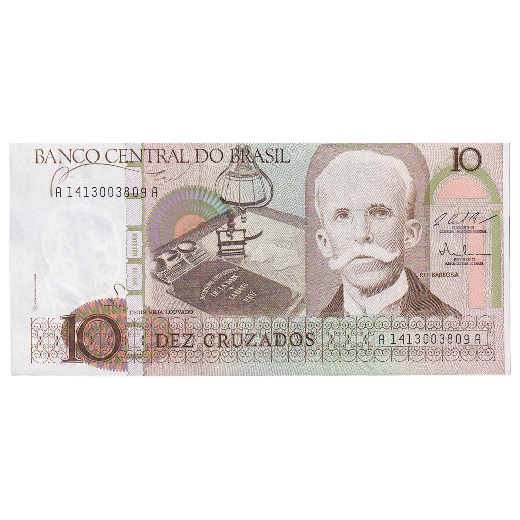 Nota, Brasil, 10 Cruzados, Undated (1986), KM:209b, UNC(65-70)