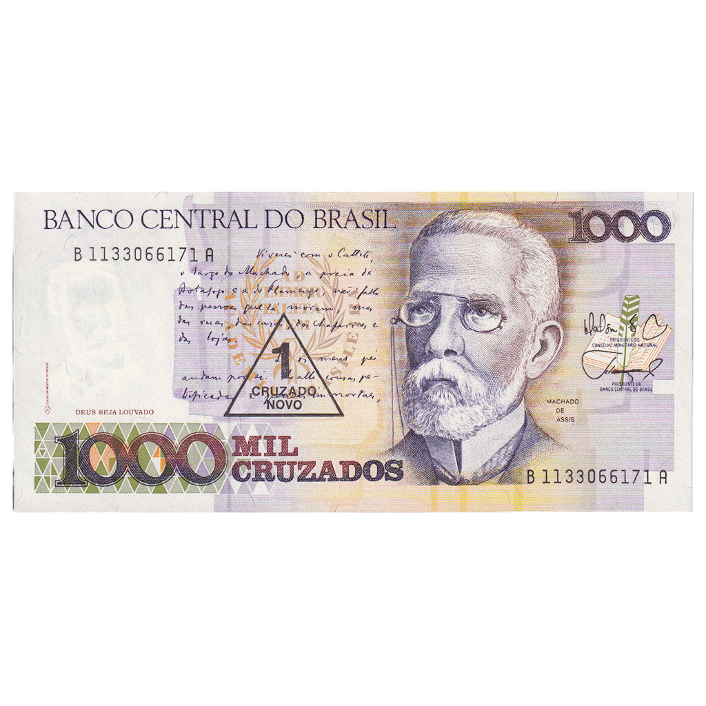 Nota, Brasil, 1 Cruzado Novo on 1000 Cruzados, Undated (1989), KM:216b