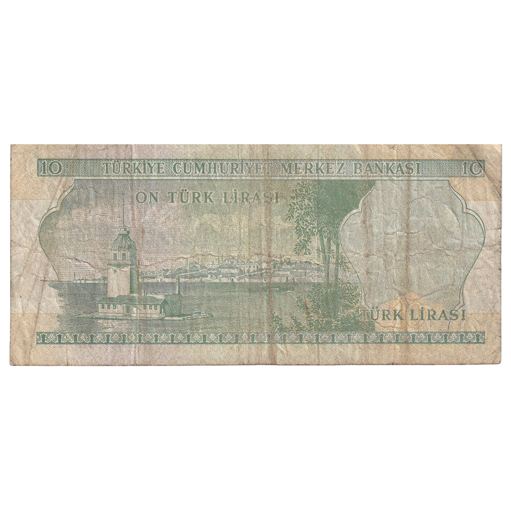 Nota, Turquia, 10 Lira, 1970, KM:186, VF(20-25)