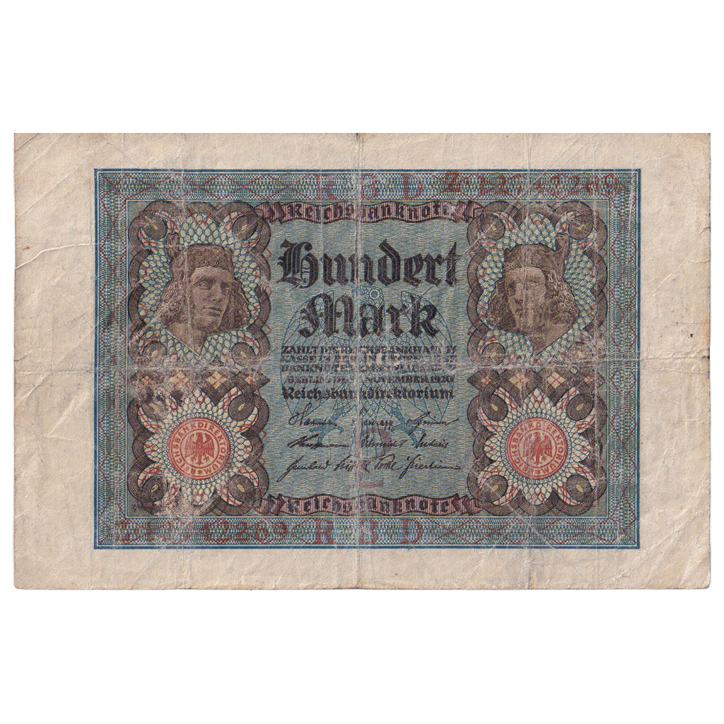 Banknote, Germany, 100 Mark, 1920, 1920-11-01, KM:69b, VG(8-10)