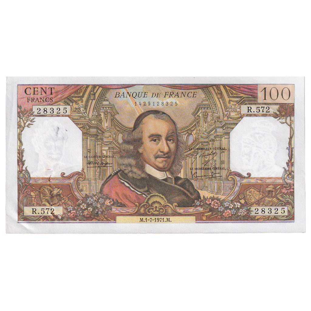 França, 100 Francs, Corneille, 1971, R.572, AU(50-53), Fayette:65.36, KM:149d