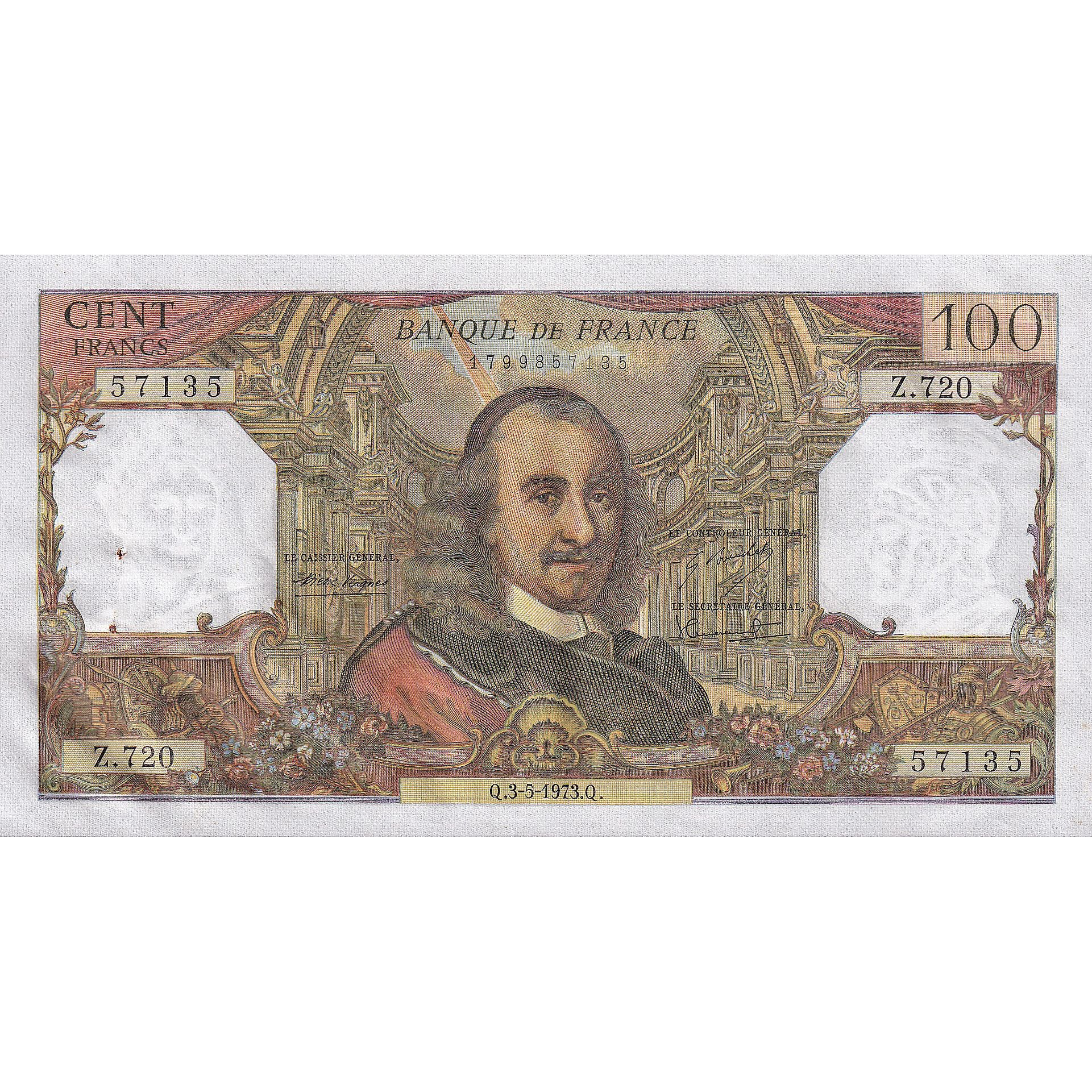 France, 100 Francs, Corneille, 1973, Z.720, TTB+, Fayette:65.42, KM:149d