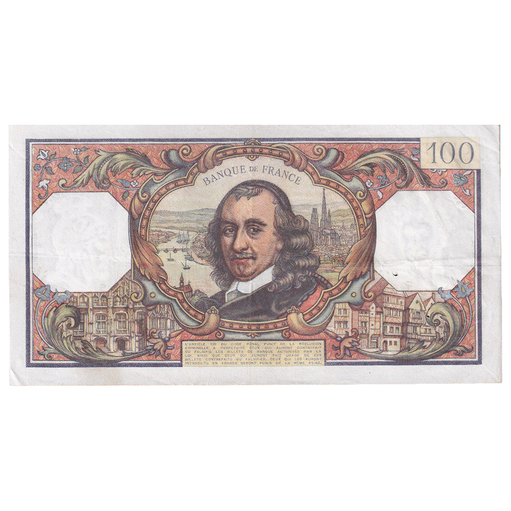 France, 100 Francs, Corneille, 1967, C.236, EF(40-45), Fayette:65.17, KM:149b