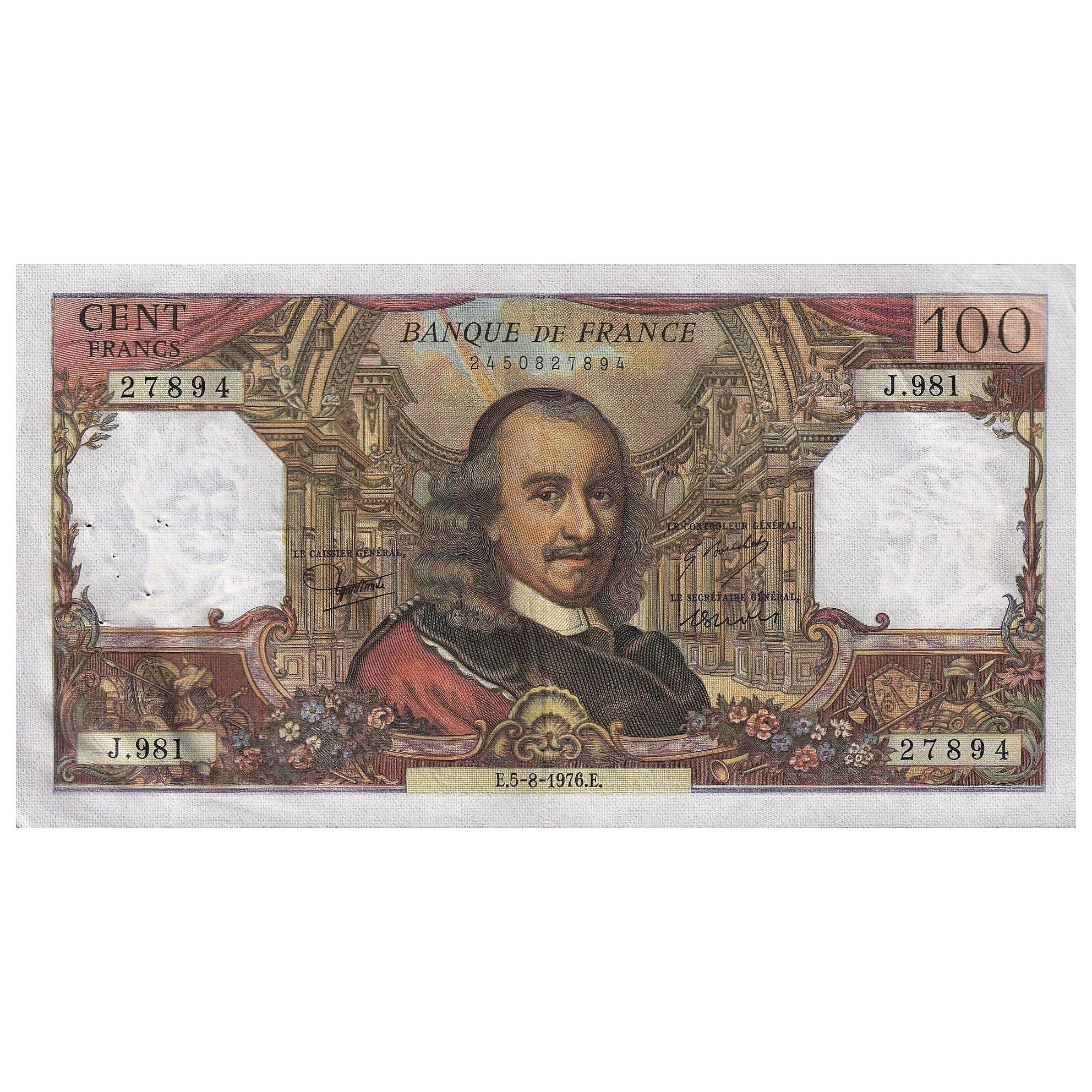 France, 100 Francs, Corneille, 1976, J.981, TTB, Fayette:65.54, KM:149f