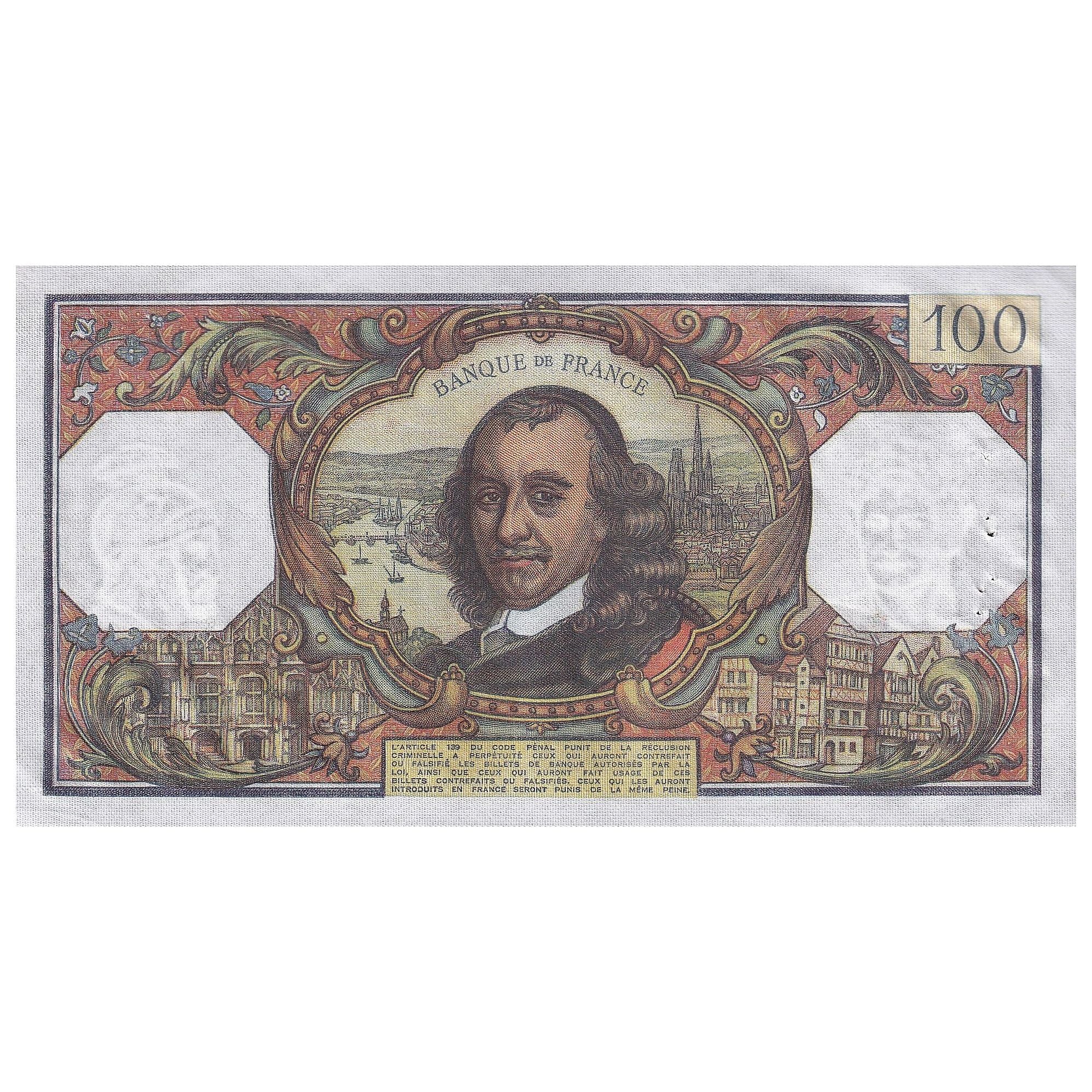 France, 100 Francs, Corneille, 1977, R.1038, AU(50-53), Fayette:65.56, KM:149f