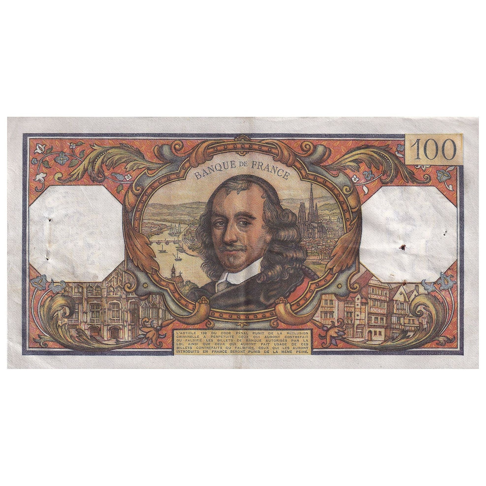 France, 100 Francs, Corneille, 1965, F.85, EF(40-45), Fayette:65.7, KM:149a