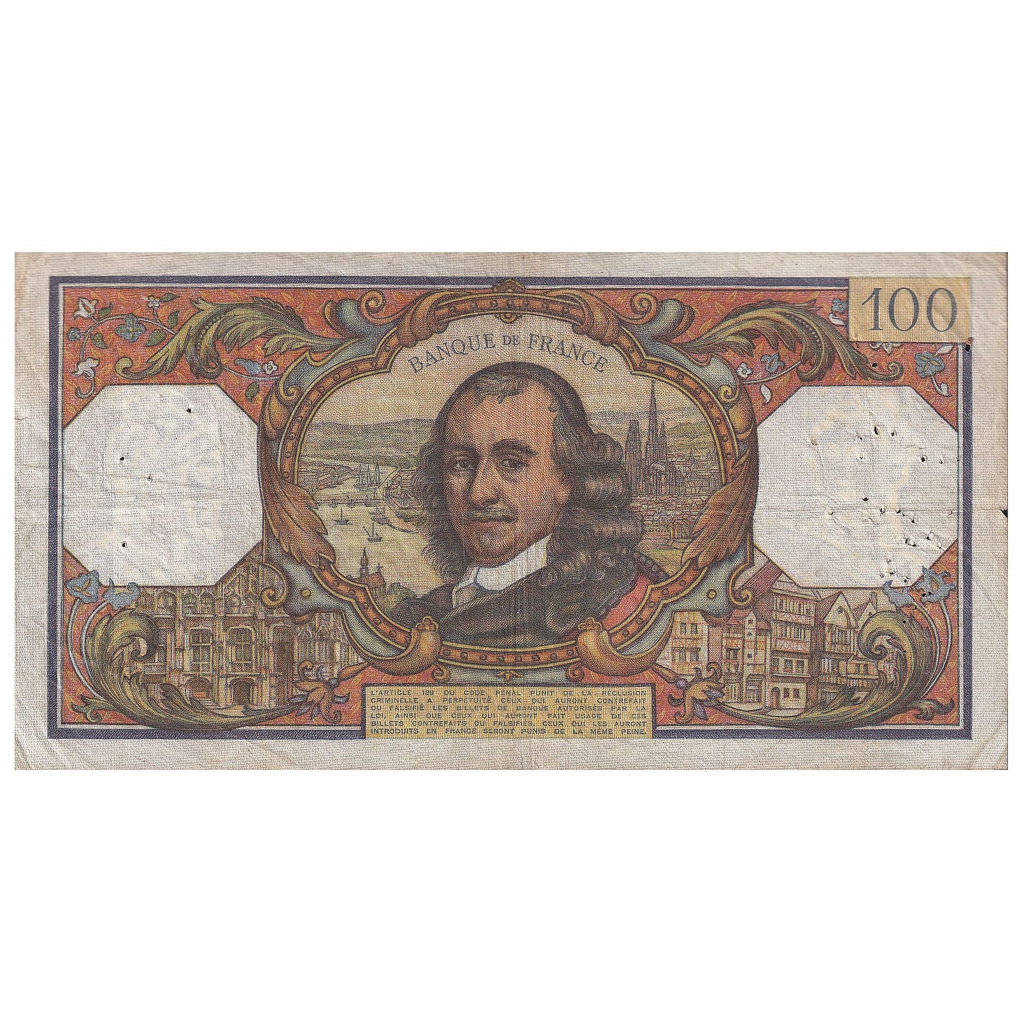 France, 100 Francs, Corneille, 1965, T.119, VF(20-25), Fayette:65.10, KM:149a