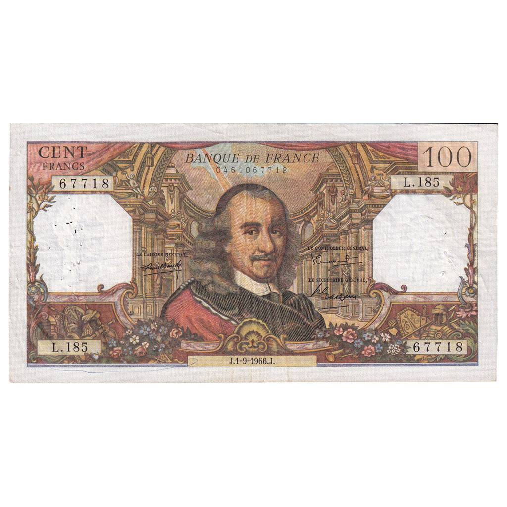 Francja, 100 Francs, Corneille, 1966, L.185, EF(40-45), Fayette:65.14, KM:149b