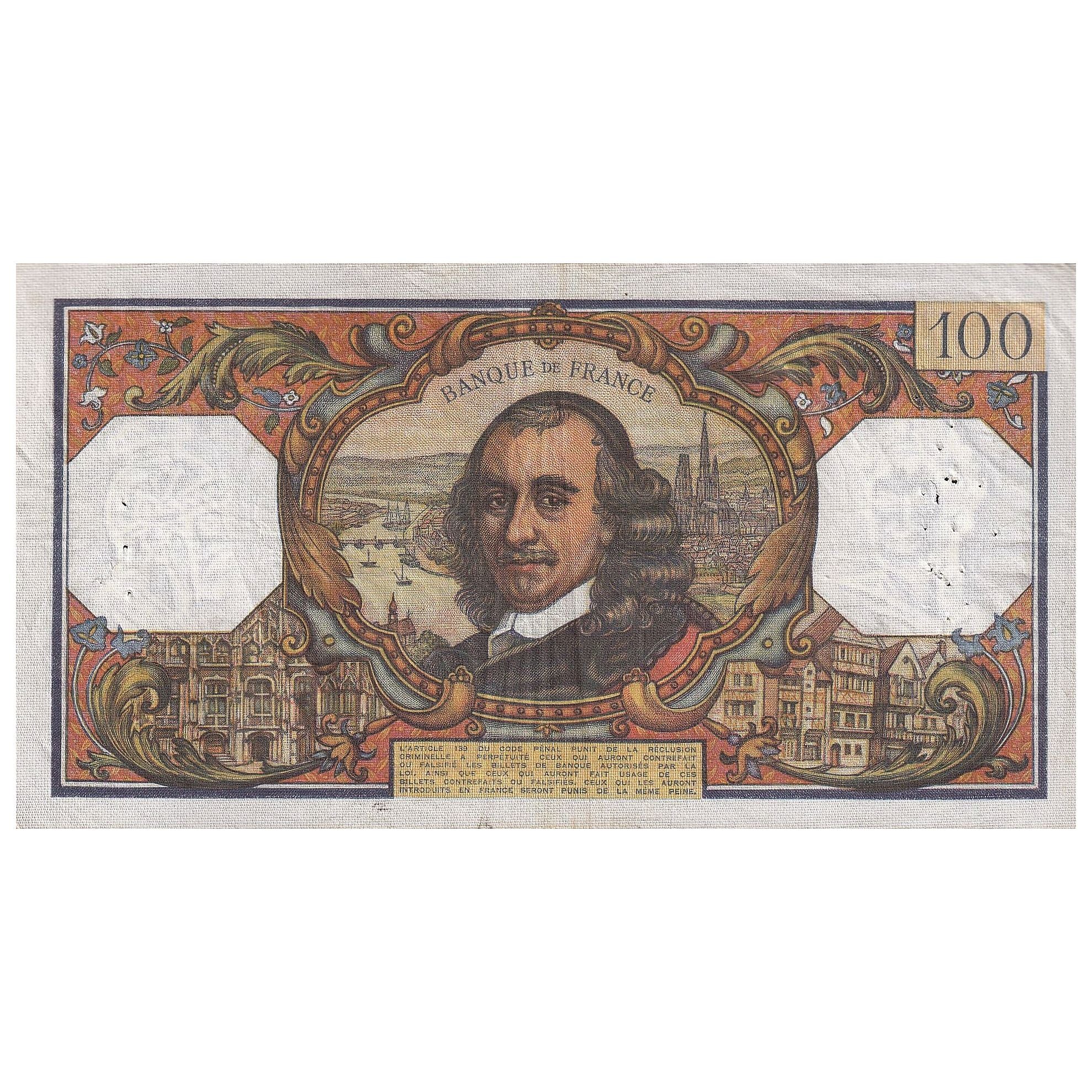 Francja, 100 Francs, Corneille, 1966, L.185, EF(40-45), Fayette:65.14, KM:149b