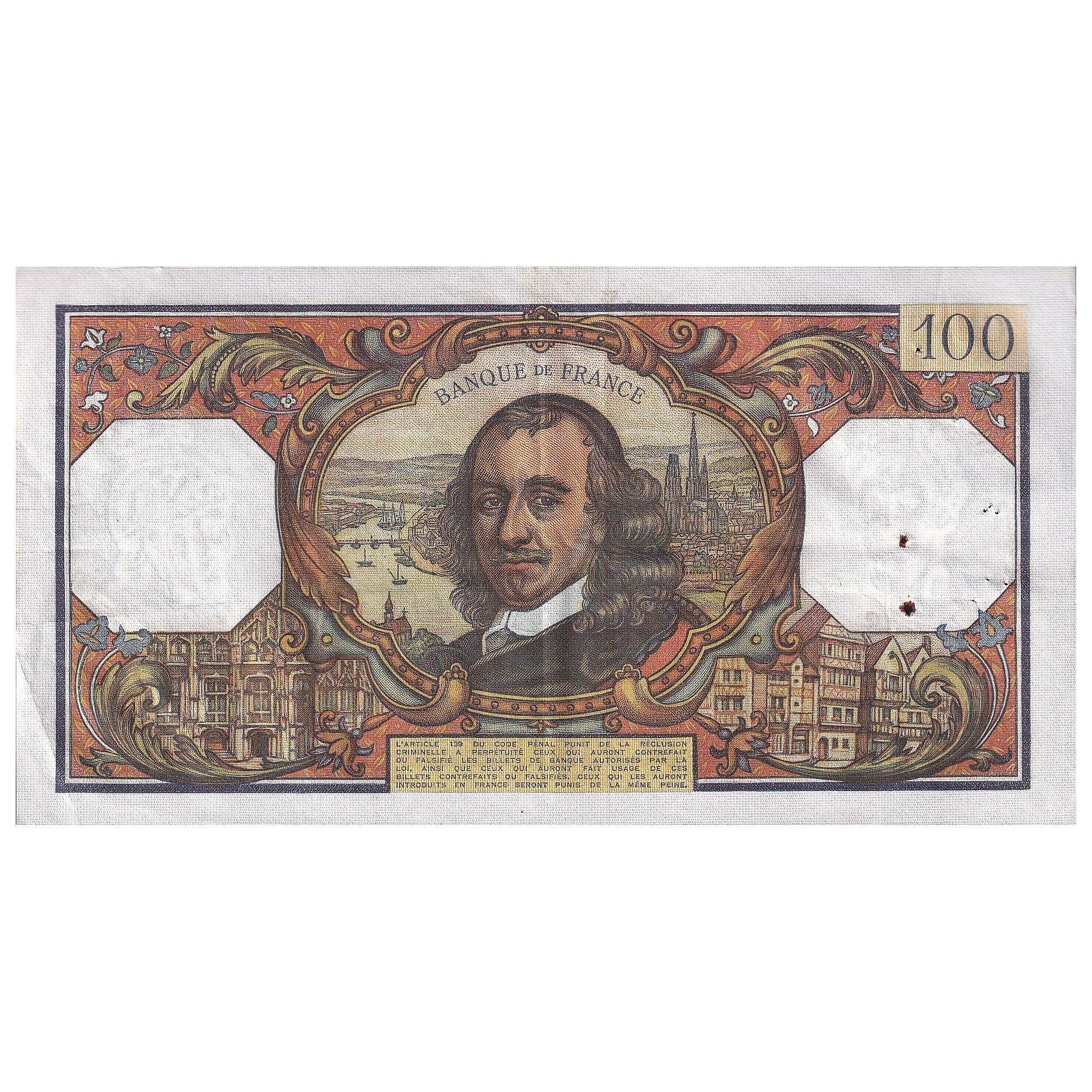 France, 100 Francs, Corneille, 1967, X.281, EF(40-45), Fayette:65.19, KM:149c