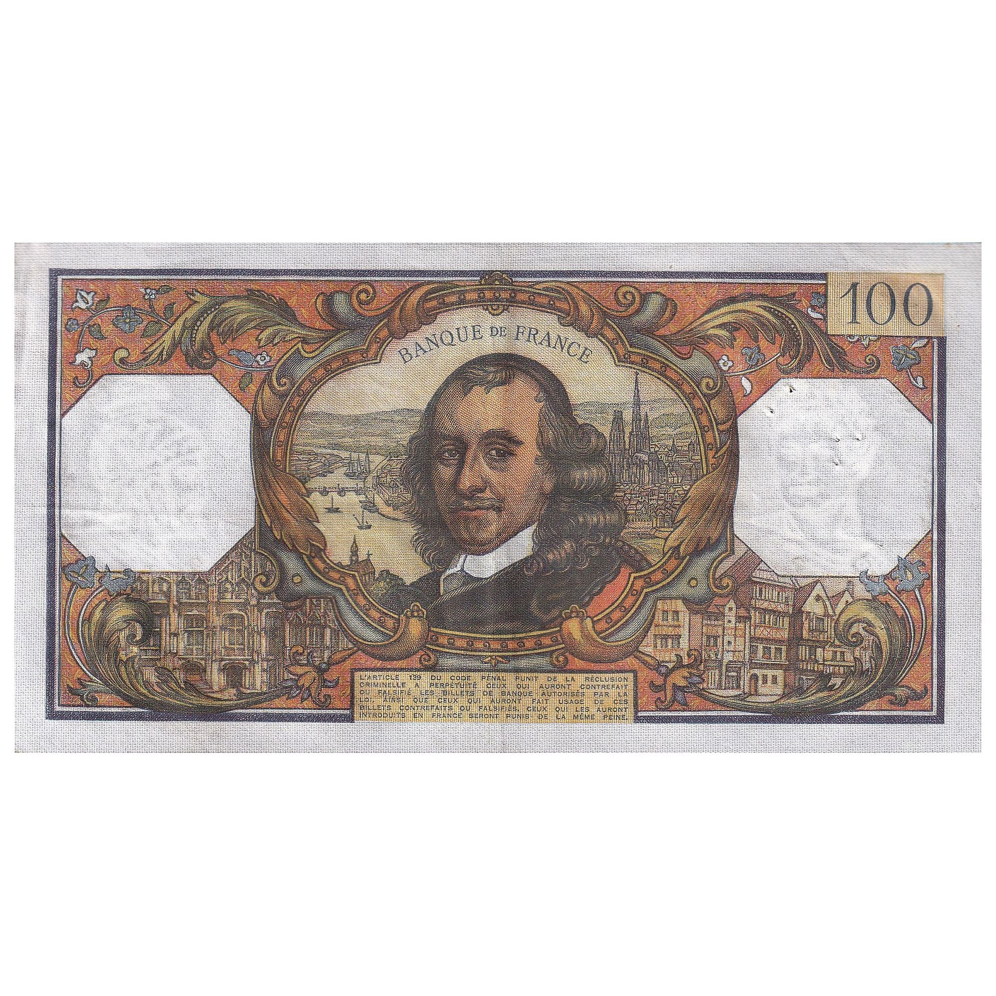 França, 100 Francs, Corneille, 1969, K.406, AU(50-53), Fayette:65.26, KM:149c