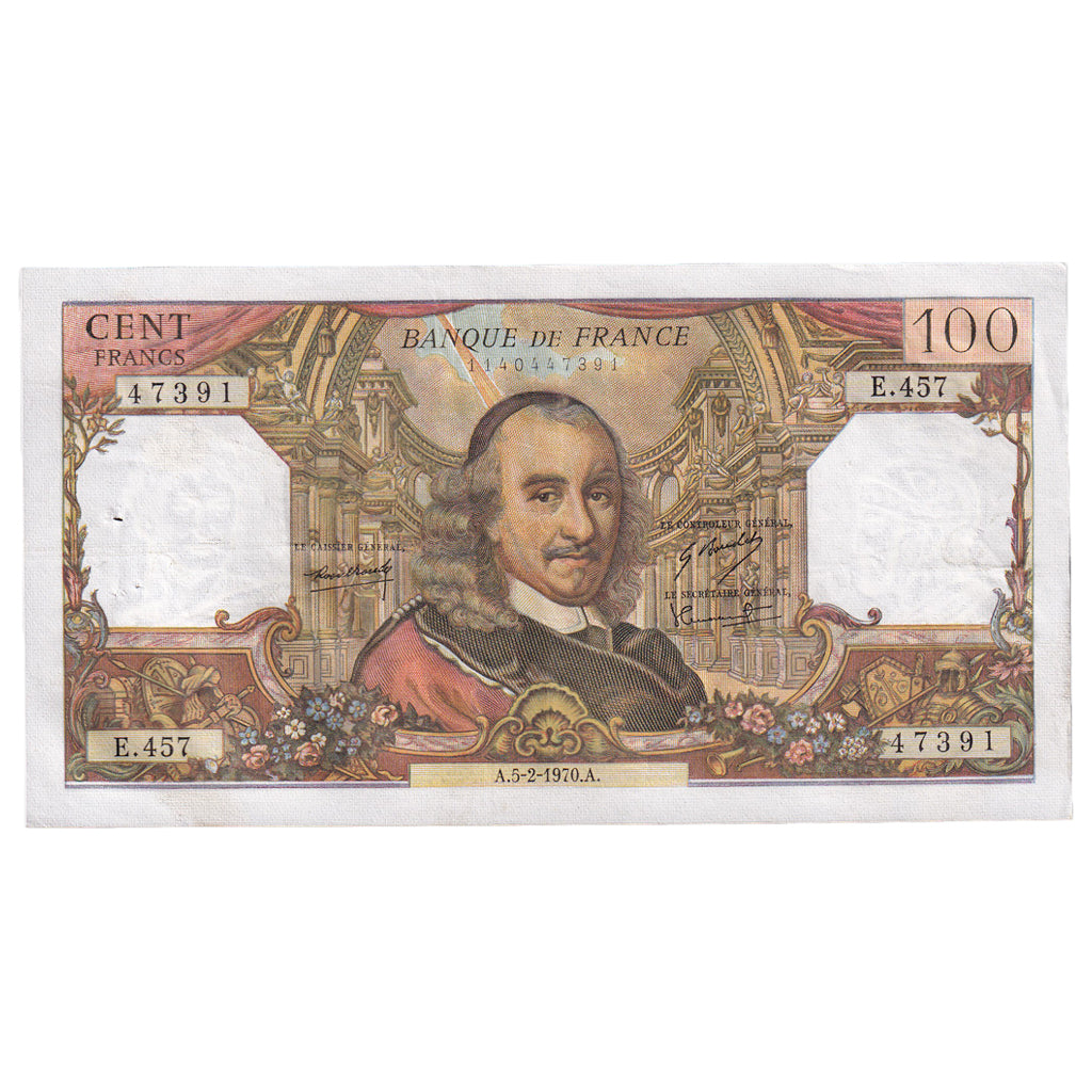 Francja, 100 Francs, Corneille, 1970, E.457, EF(40-45), Fayette:65.30, KM:149c