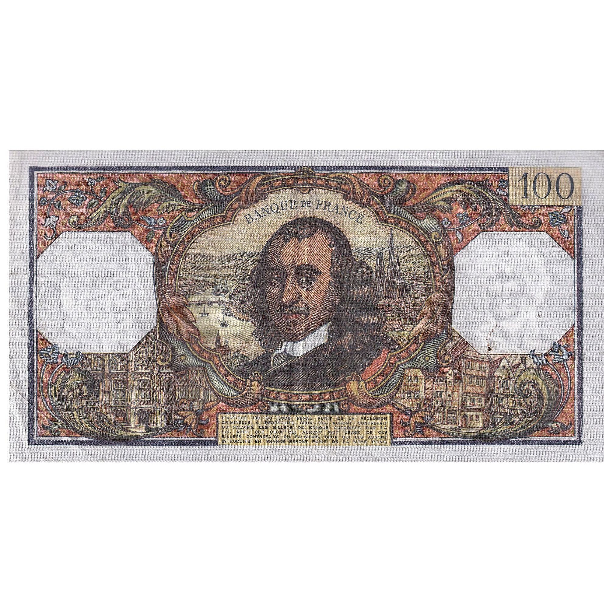 Francja, 100 Francs, Corneille, 1973, V.704, AU(50-53), Fayette:65.41, KM:149d