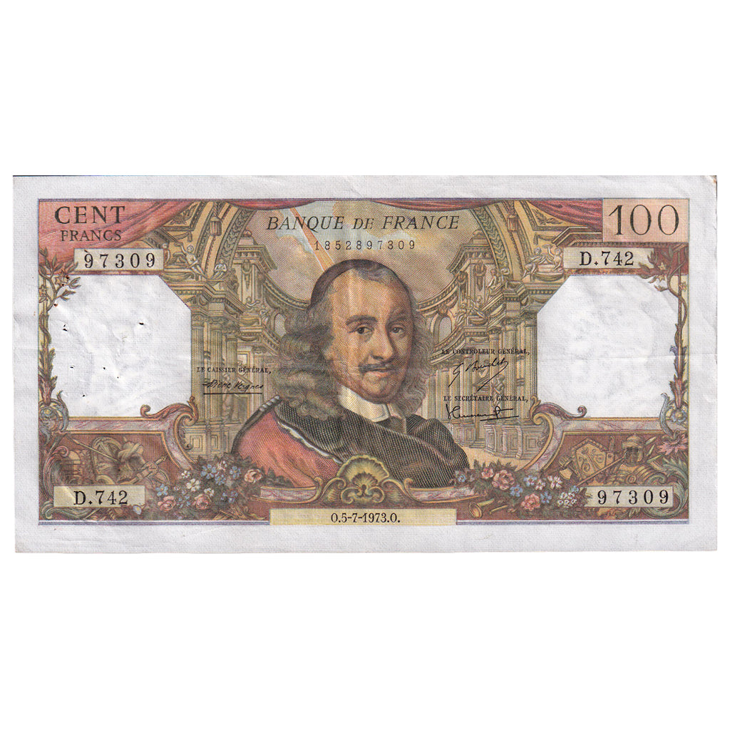 Francja, 100 Francs, Corneille, 1973, D.742, EF(40-45), Fayette:65.43, KM:149d