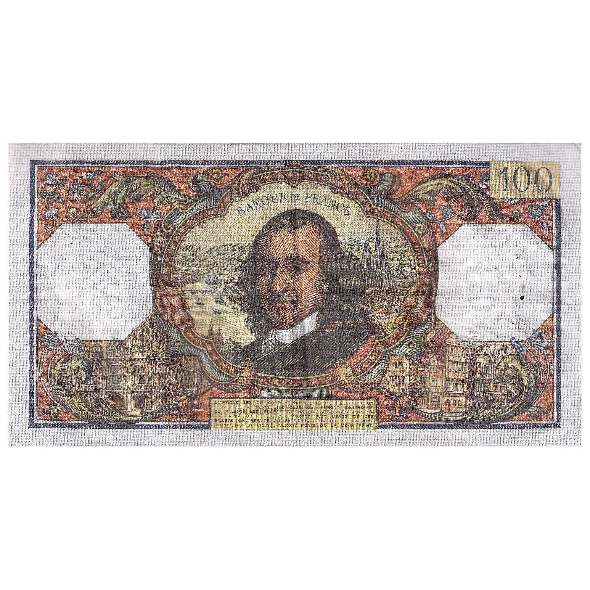 France, 100 Francs, Corneille, 1973, E.742, EF(40-45), Fayette:65.43, KM:149d
