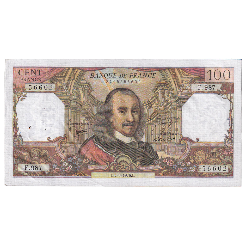 France, 100 Francs, Corneille, 1976, F.987, AU(50-53), Fayette:65.54, KM:149f