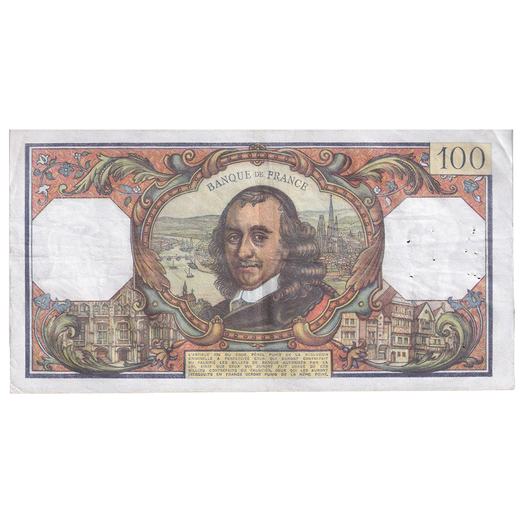 France, 100 Francs, Corneille, 1977, Z.1069, EF(40-45), Fayette:65.57, KM:149f