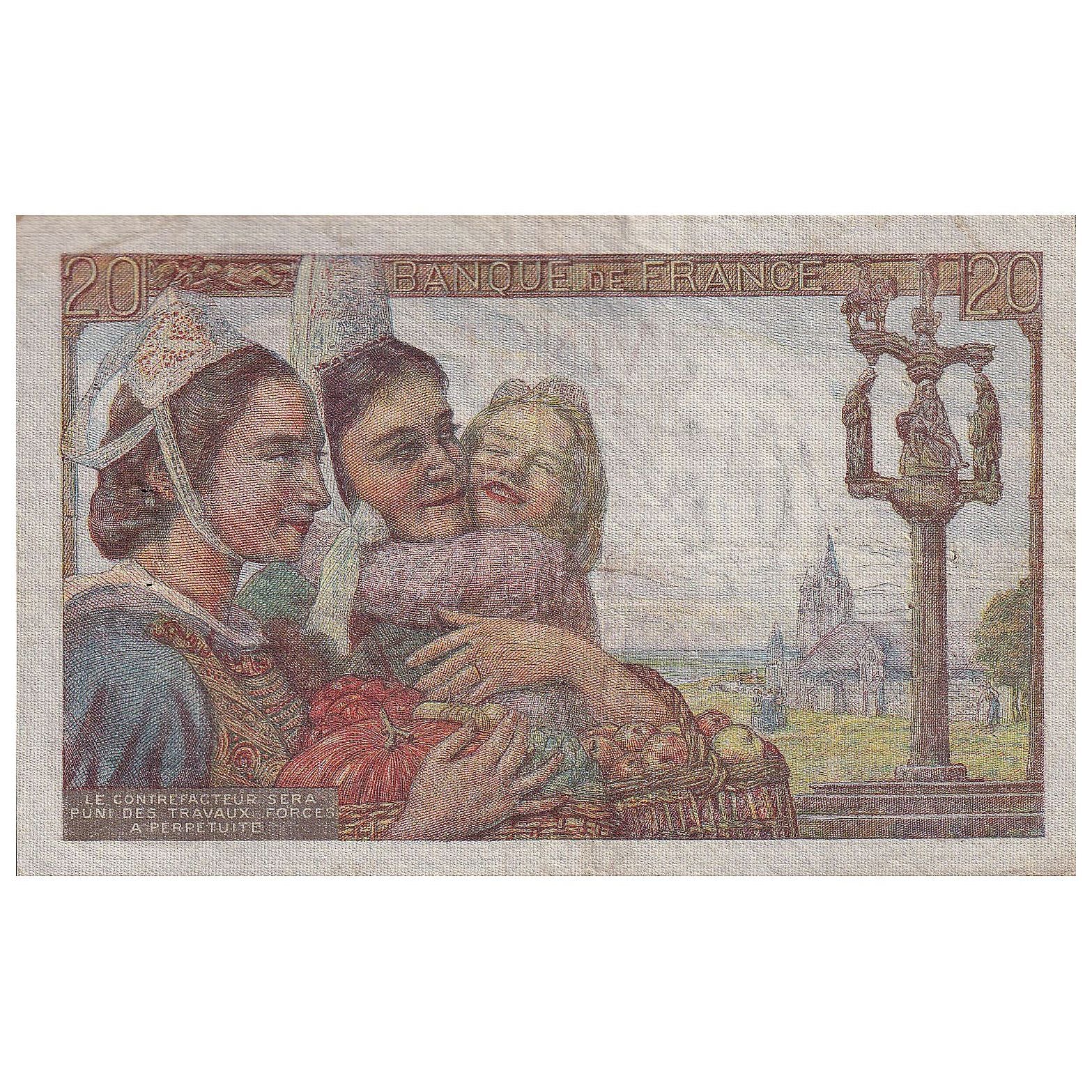 Frankreich, 20 Francs, Pêcheur, 1942, T.16, SS, Fayette:13.02, KM:100a