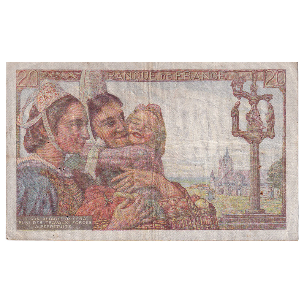 Frankreich, 20 Francs, Pêcheur, 1942, R.35, S+, Fayette:13.3, KM:100a