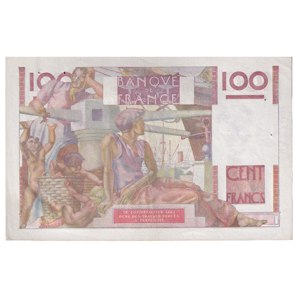 França, 100 Francs, Jeune Paysan, 1946, Q.170, AU(50-53), Fayette:28.12
