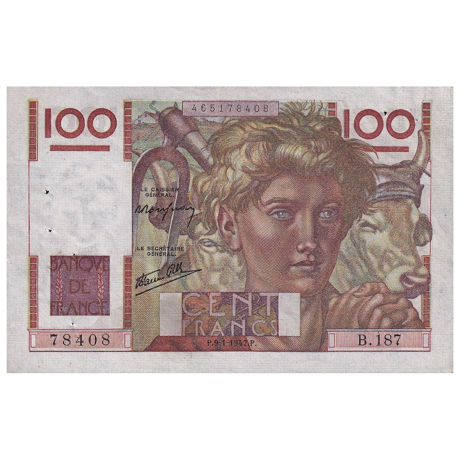 Frankreich, 100 Francs, Jeune Paysan, 1947, B.187, SS, Fayette:28.13, KM:128a