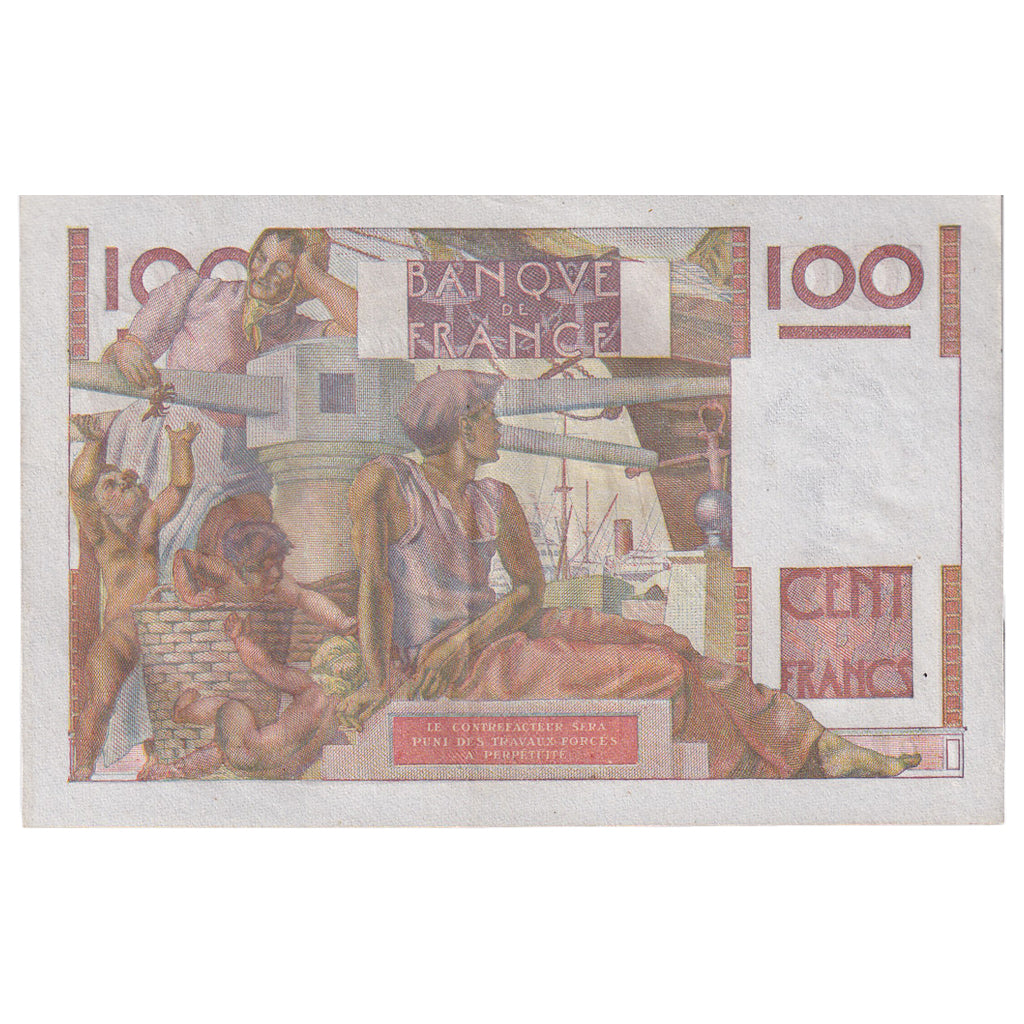 França, 100 Francs, Jeune Paysan, 1952, L.497, UNC(63), Fayette:28.34, KM:128d