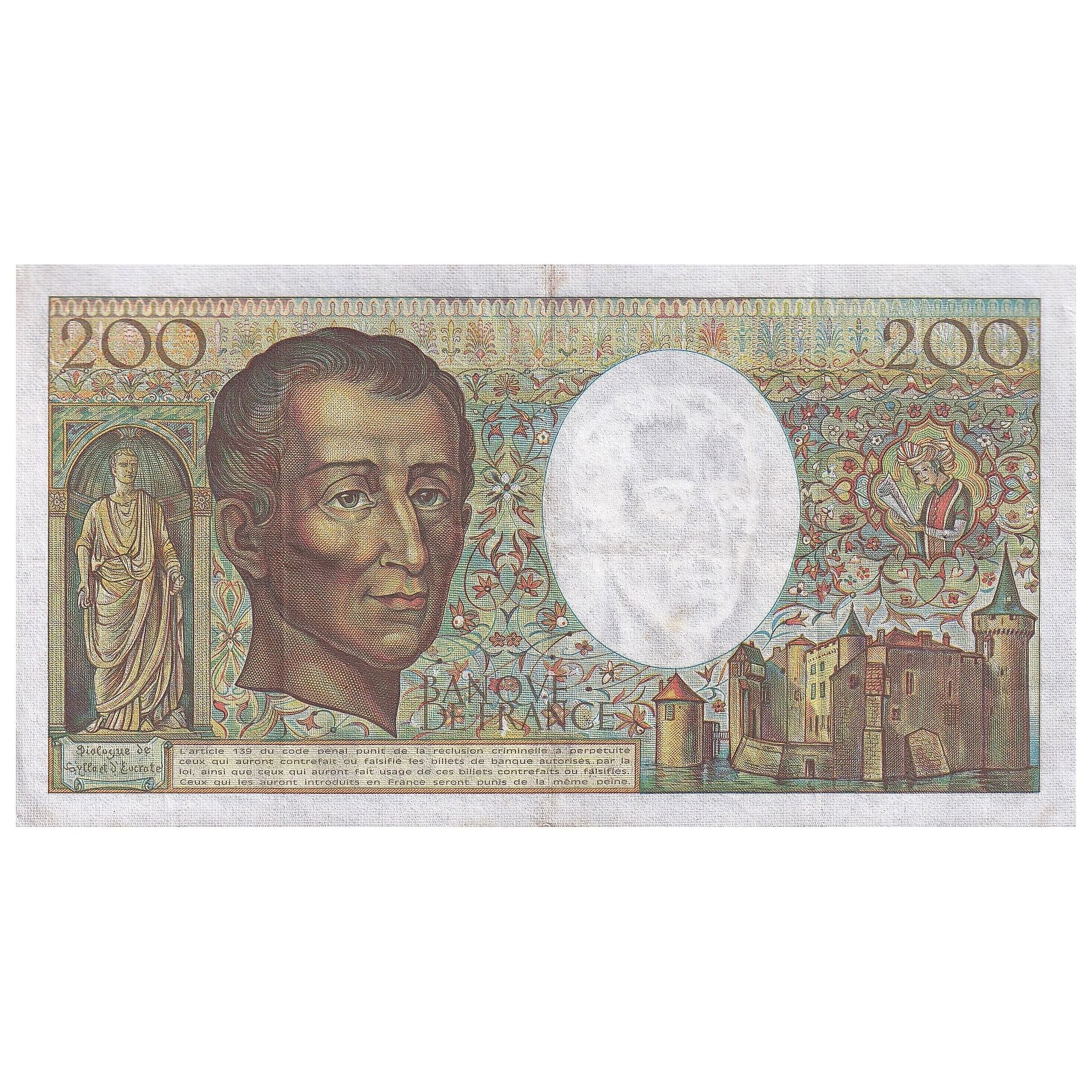 Francja, 200 Francs, Montesquieu, 1981, D.002, AU(55-58), Fayette:70.01, KM:155a