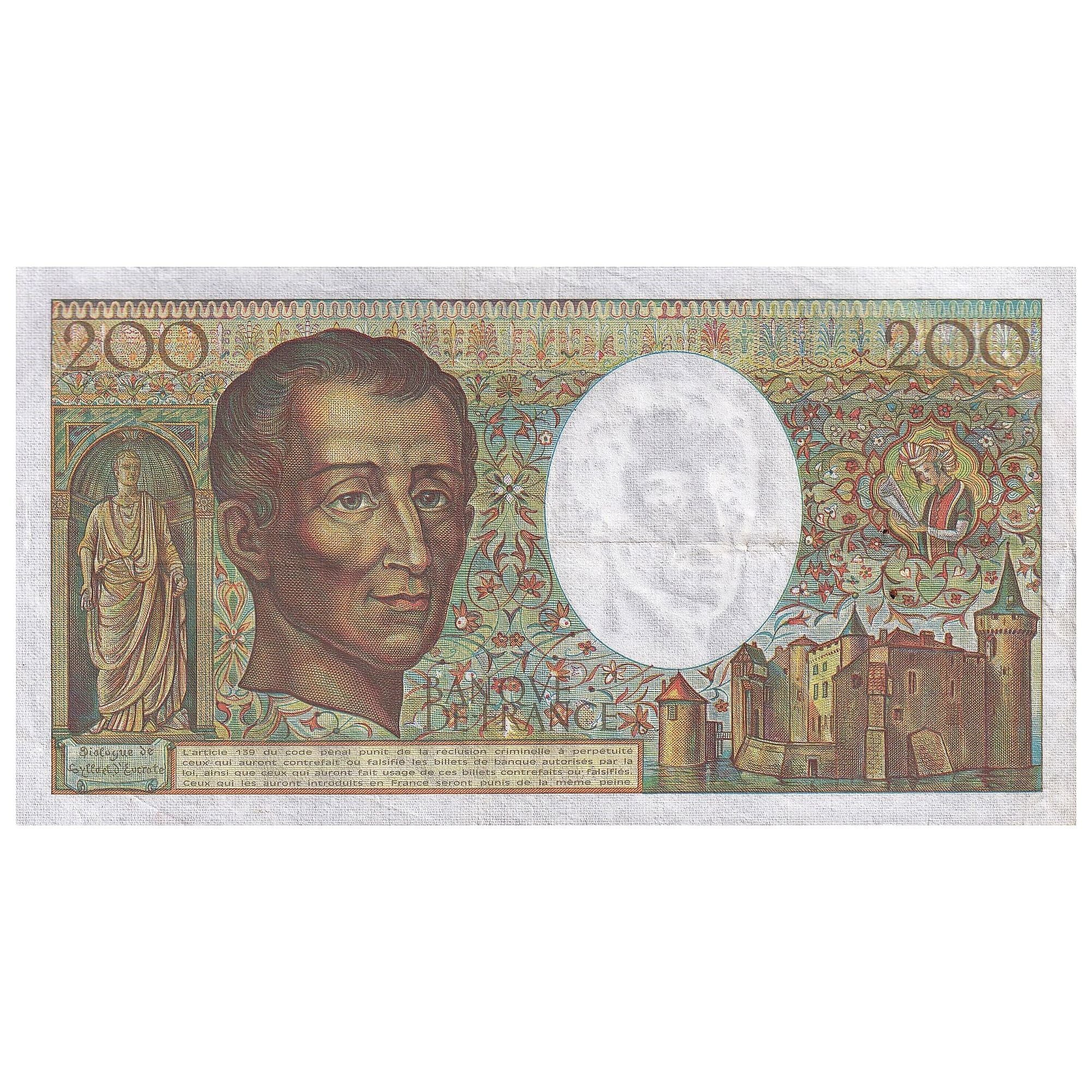 Francia, 200 Francs, Montesquieu, 1982, X.010, BB, Fayette:70.02, KM:155a