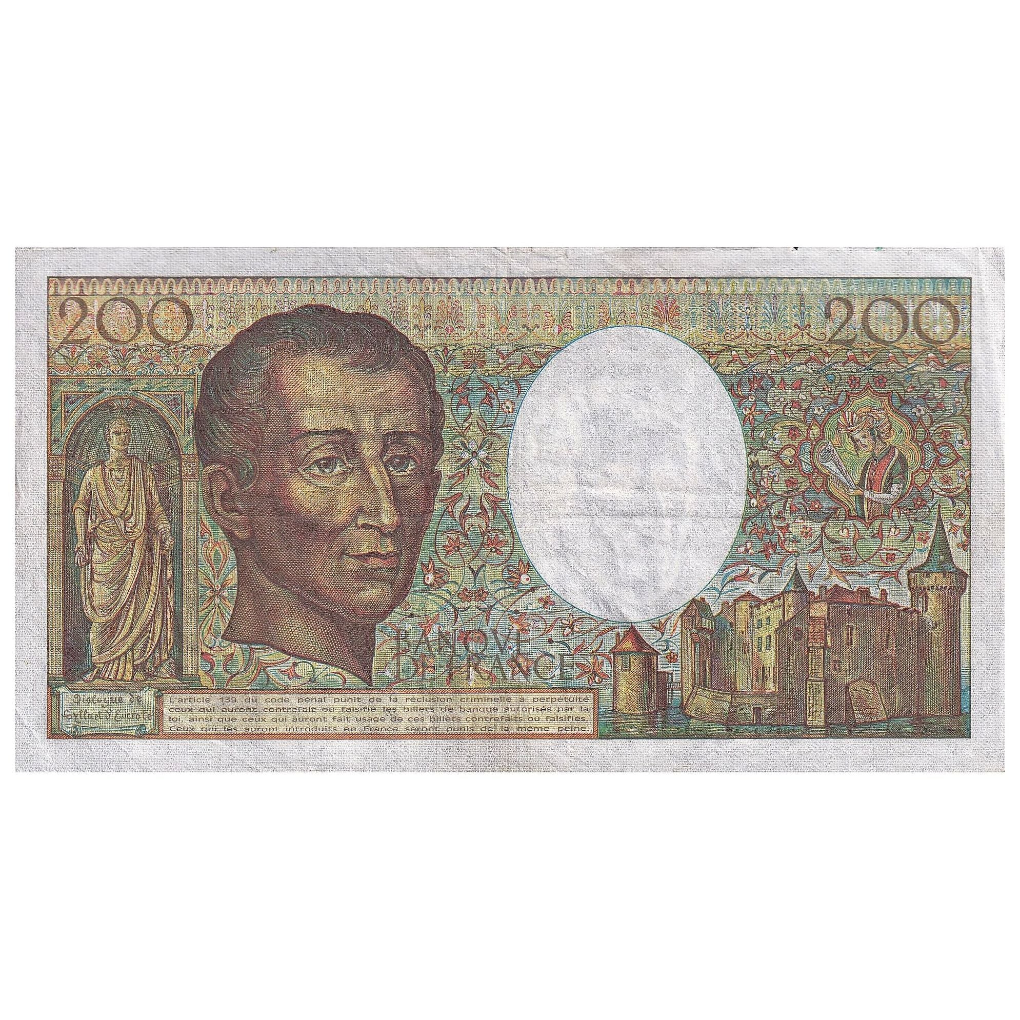 Francja, 200 Francs, Montesquieu, 1985, Y.027, VF(30-35), Fayette:70.05, KM:155a