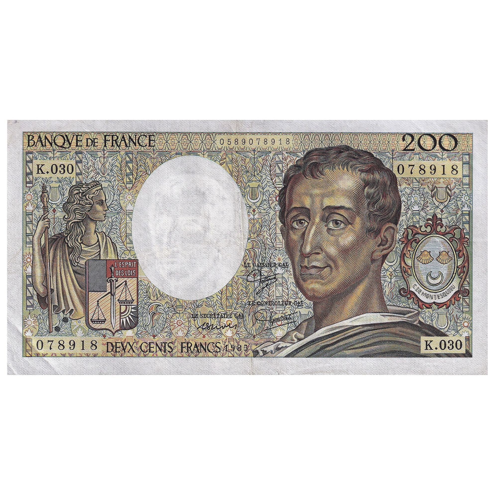 Frankreich, 200 Francs, Montesquieu, 1985, K.030, SS+, Fayette:70.05, KM:155a