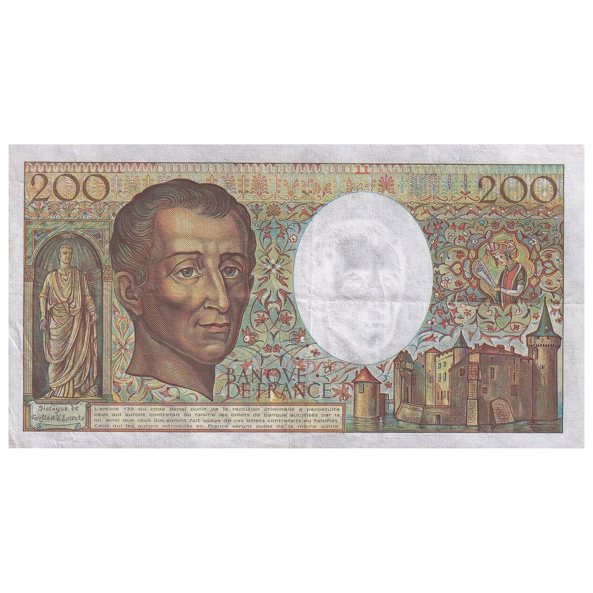 Francia, 200 Francs, Montesquieu, 1987, G.046, BB, Fayette:70.07, KM:155b