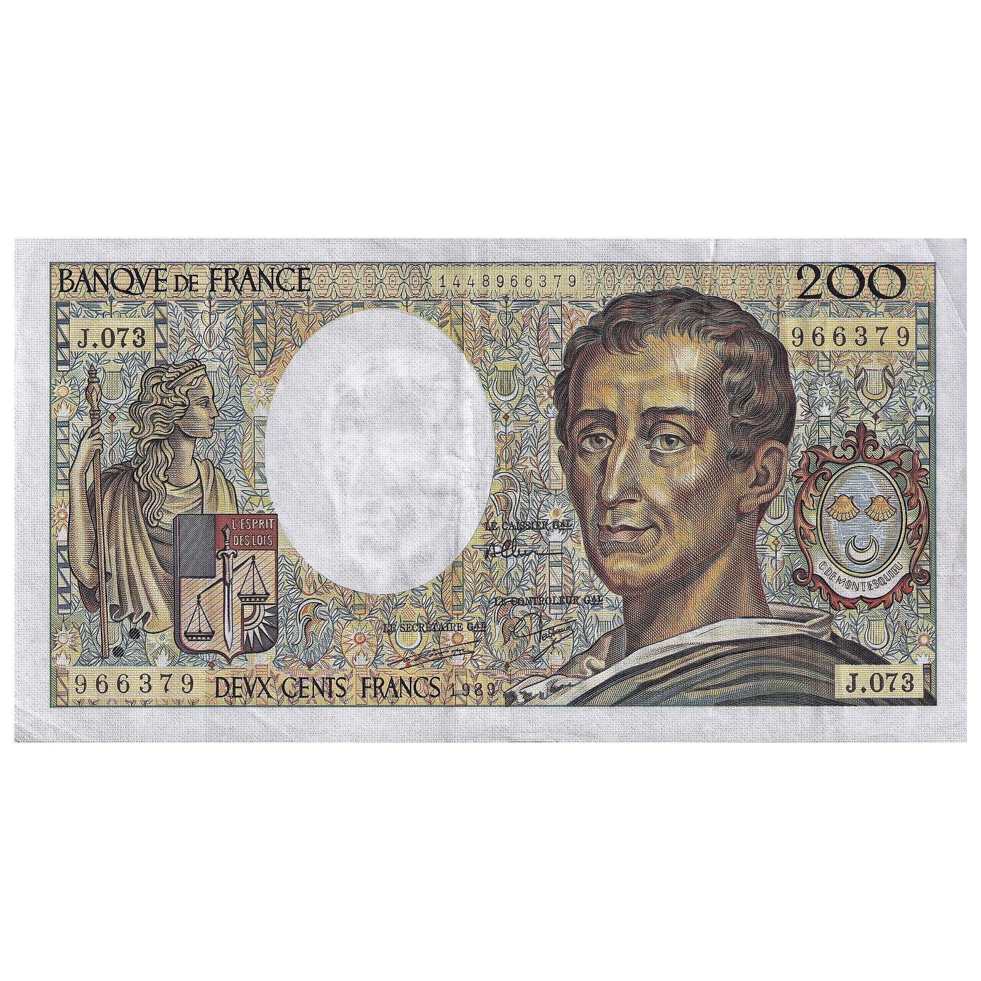 France, 200 Francs, Montesquieu, 1989, J.073, EF(40-45), Fayette:70.09, KM:155c
