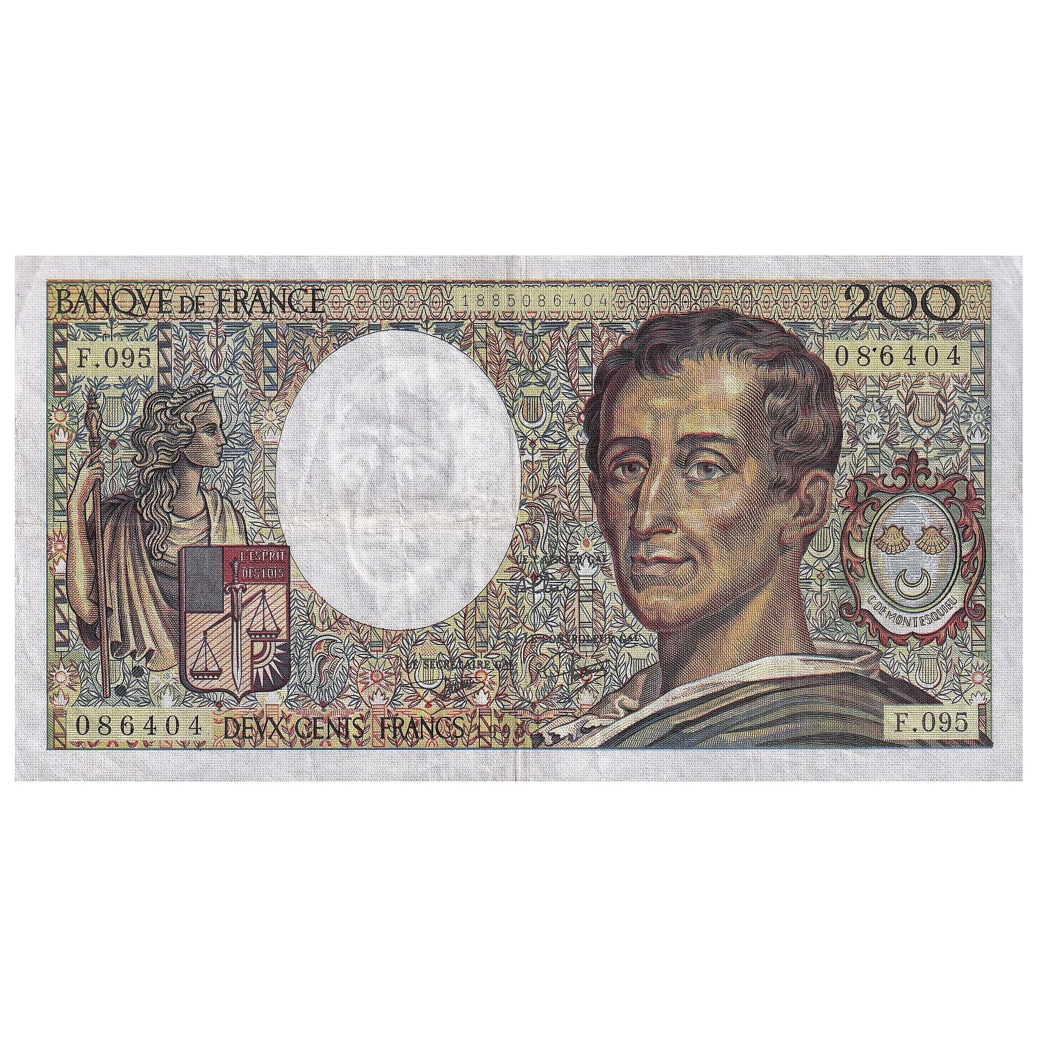 Francia, 200 Francs, Montesquieu, 1990, F.095, MBC, Fayette:70.10b, KM:155d