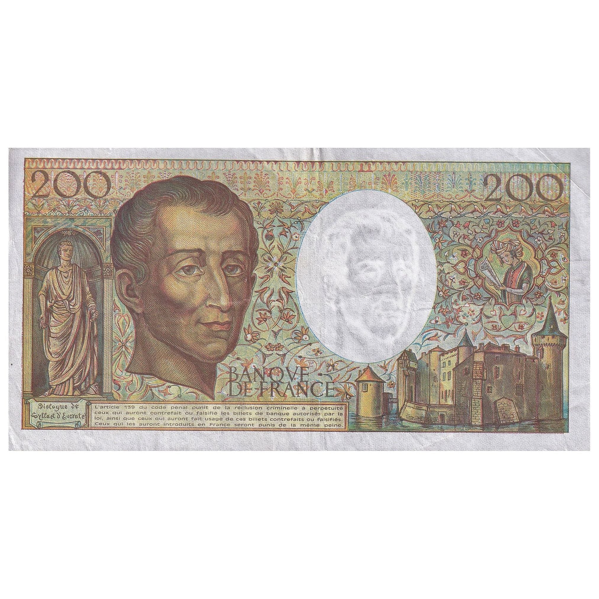France, 200 Francs, Montesquieu, 1990, R.100, EF(40-45), Fayette:70.10b, KM:155d