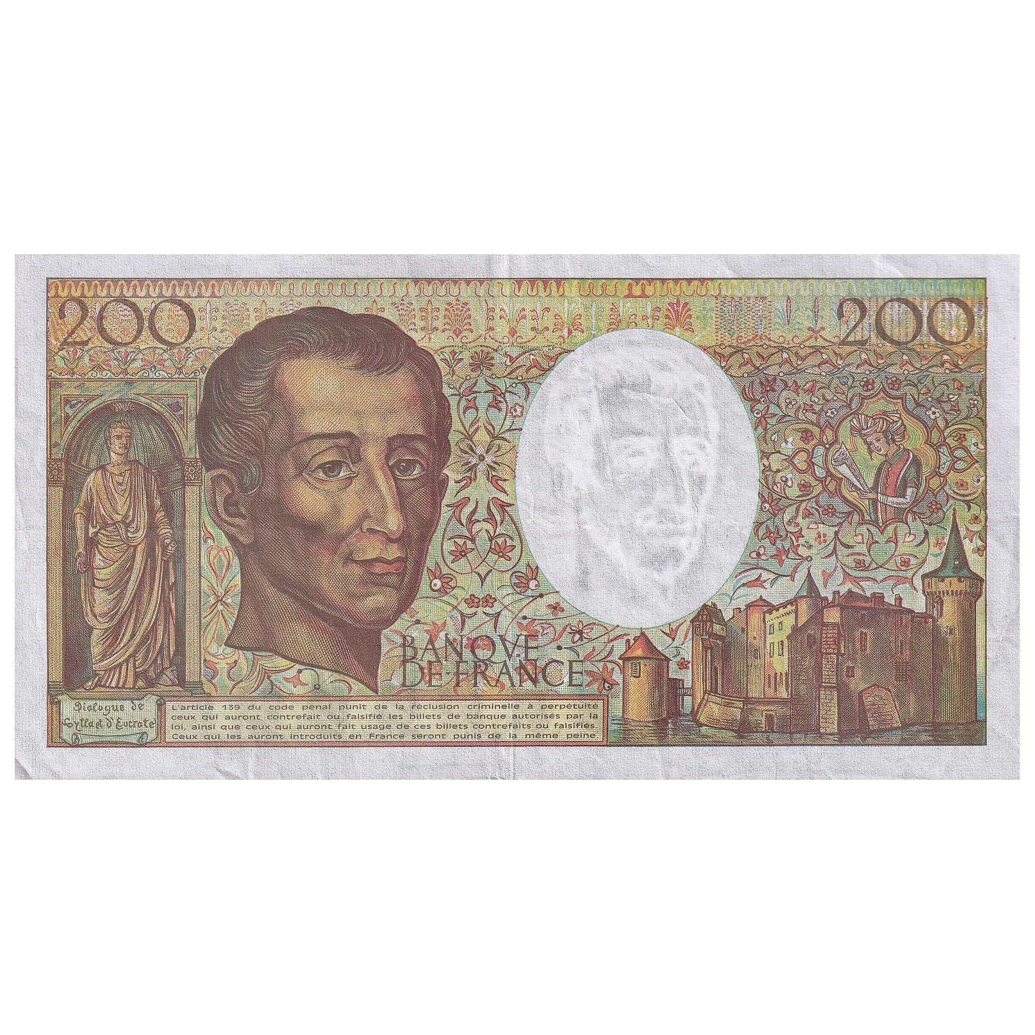France, 200 Francs, Montesquieu, 1992, C.102, AU(50-53), Fayette:70.12a, KM:155e