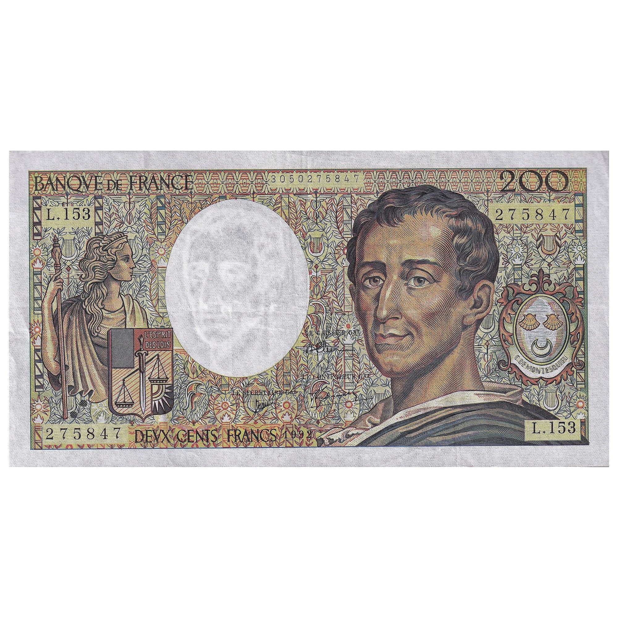 Francja, 200 Francs, Montesquieu, 1992, L.153, EF(40-45), Fayette:70.12c