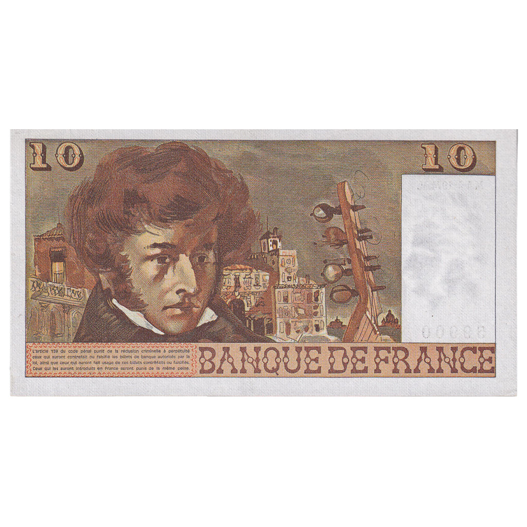 France, 10 Francs, Berlioz, 1974, V.43, UNC(64), Fayette:63.04, KM:150a