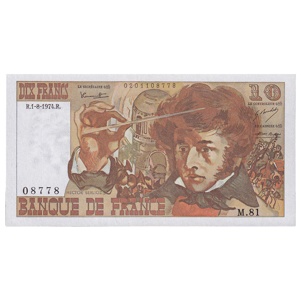 Francia, 10 Francs, Berlioz, 1974, M.81, FDS, Fayette:63.6, KM:150a