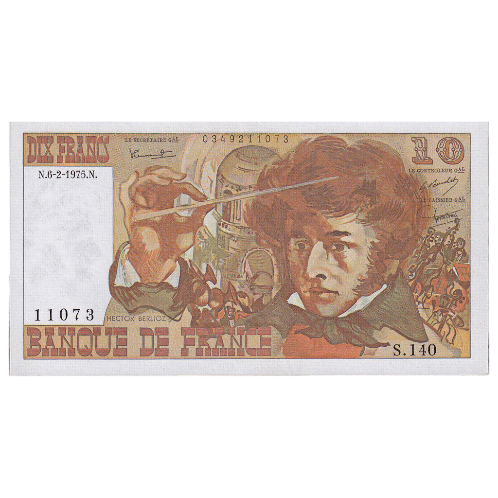 Frankreich, 10 Francs, Berlioz, 1975, S.140, UNZ, Fayette:63.08, KM:150b