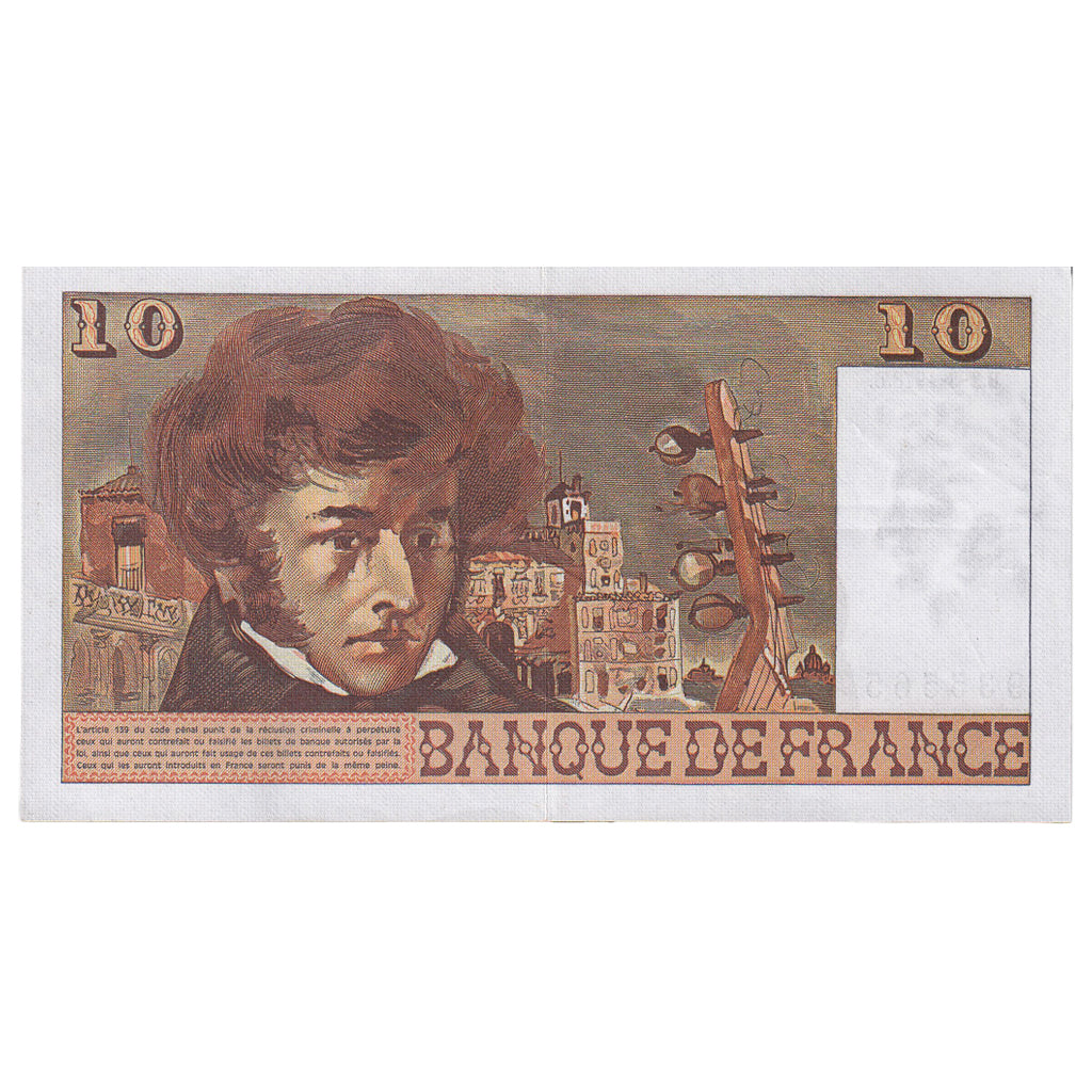 França, 10 Francs, Berlioz, 1978, P.302, AU(50-53), Fayette:63.23, KM:150c